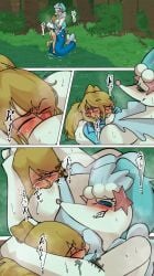 ass_out asscheeks breastfeeding butt_crack forced_breastfeeding forest forest_background interspecies pokemon_(species) primarina samus_aran wuwutim zero_suit_samus