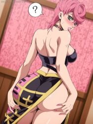 ass_focus clothes green_eyes jojo's_bizarre_adventure pink_hair trish_una