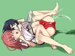 2girls artist_request catfight competitive competitive_intercourse competitive_sex female humiliated humiliation lesbian_competitive_intercourse lesbian_domination lesbian_rape original original_characters peeing peeing_self rape schoolgirl sexfight sports_uniform squirting squirting_through_clothes submission_hold toy vibrator yuri