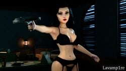 1girls 3d bioshock bioshock_infinite black_hair blue_eyes busty elizabeth_comstock elizabeth_comstock_(burial_at_sea) female female_focus female_only hourglass_figure lavamp1re makeup self_upload tagme wide_hips