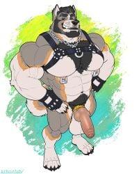 2025 abs abstract_background anthro areola balls barazoku beard bedroom_eyes biceps big_balls big_knot big_muscles big_penis body_hair border canid canine canis chain_necklace chains chest_hair claws clothing deltoids domestic_dog ear_piercing erection eyebrows facial_hair fingerless_gloves foreskin fur genitals glans gloves gradient_background green_background hair hand_on_hip handwear happy_trail harness hi_res high-angle_view huge_balls huge_cock huge_knot huge_muscles humanoid_genitalia humanoid_penis hybrid_genitalia hybrid_penis jewelry kihu knot knotted_humanoid_penis knotted_penis leather looking_at_viewer magnus_malmberg male mammal manly muscular muscular_anthro muscular_male narrowed_eyes navel necklace nipple_piercing nipple_ring nipples nude pecs penis piercing plantigrade pubes ring_piercing saggy_balls seductive simple_background smile smirk solo spitz standing swedish_vallhund tape_measure teeth thick_arms thick_penis thick_thighs tuft uncircumcised unretracted_foreskin vein white_border