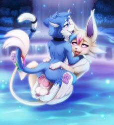 2024 3_toes anal anal_sex animal_genitalia animal_penis anthro anthro_on_feral anthro_penetrated anus arm_markings armor arms_around_neck arms_around_partner arms_around_waist assimilative_feline balls black_collar black_nose blue_body blue_eyes blue_fur blue_hair blue_tail bodily_fluids bracers canid canine canine_genitalia canine_penis claws collar cowgirl_position cum cum_in_ass cum_inside cum_splatter cumshot darkmirage detailed_background digital_media_(artwork) digitigrade dipstick_tail duo eeveelution ejaculation entwined_tails erection espeon eye_contact fan_character feet felid feline feral feral_penetrating feral_penetrating_anthro from_front_position fur fur_markings generation_2_pokemon genital_fluids genitals gloves_(marking) glowing glowing_body hair hi_res inner_ear_fluff interspecies knot leg_markings levitation looking_at_another looking_at_partner looking_pleasured male male/male male_on_bottom male_on_top male_penetrated male_penetrating male_penetrating_male mammal markings multicolored_hair multicolored_tail night nintendo nude nude_anthro on_bottom on_top orgasm outside outside_sex pawpads penetration penile penile_penetration penis penis_in_ass pink_hair pink_pawpads plant pokemon pokemon_(species) pokephilia pond purple_inner_ear purple_sclera quetzalli_(darkmirage) red_penis red_tongue ring sex snout socks_(marking) spread_legs spreading tail tail_coil tail_markings tan_balls tan_body tan_fur tan_hair tan_tail toe_claws toes tongue tongue_out touching_balls tuft two_tone_tail water waterfall white_body white_eyes white_fur white_inner_ear white_inner_ear_fluff white_markings white_tail white_tail_tip zoophilia
