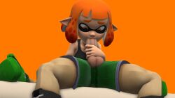 1boy 1girls 3d 3d_(artwork) boxers boxing_gloves crossover duo female horn human inkling inkling_girl little_mac male masturbation nintendo oral orange_eyes penis punch_out pussy sex splatoon super_smash_bros. testicles