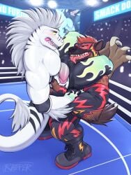 2025 3:4 anthro anthro_on_anthro anthro_penetrated anthro_penetrating anthro_penetrating_anthro armwear audience barazoku barefoot biceps big_bulge big_muscles big_penis bodily_fluids boots bottomwear bulge carrying_another claws clothing competition devin_(derpybro) digital_media_(artwork) digitigrade dinosaur dromaeosaurid duo elbow_pads english_text erection feathers feet fighting_ring fingerless_gloves footwear fur genitals glans gloves group hair handwear hi_res huge_muscles humanoid_genitalia humanoid_penis hyena inside interspecies licking licking_bulge male male/male male_penetrated male_penetrating male_penetrating_male mammal mask mohawk muscular muscular_anthro muscular_male narrowed_eyes open_mouth open_smile pants pecs penetration penis penis_poking_out prehistoric_species razzper reptile saliva saliva_on_tongue scales scalie sex sexual_competition sexual_fight shoes sign signature smile sportswear standing tail teeth text theropod thick_arms tongue tongue_out tuft velociraptor white_body wrestler wrestling