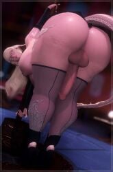 3d au_ra blonde_hair cock-tail final_fantasy final_fantasy_xiv futanari glasses gpose(ffxiv) huge_ass huge_balls huge_breasts huge_cock intersex kalli_(final_fantasy) kallitheshort penis tagme