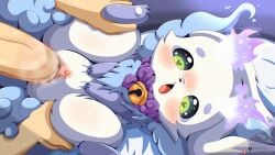 2025 3_fingers 3_toes anthro anthro_penetrated bell black_nose blue_body blue_fur blush blush_lines bodily_fluids cheek_tuft clitoris cloudeon digital_media_(artwork) duo erection facial_markings facial_tuft feet female female_anthro female_focus female_on_human female_penetrated fingers fire flaming_horn fur genital_fluids genitals glistening glistening_genitalia glistening_penis green_eyes head_markings heart_pupils hi_res human human_on_anthro human_penetrating human_penetrating_anthro human_penetrating_female interspecies leg_grab lunlun_(nijisanji) lying male male/female male_human male_on_anthro male_penetrating male_penetrating_anthro male_penetrating_female mammal markings multicolored_body multicolored_fur neck_tuft nijisanji nude nude_anthro nude_female on_back open_mouth penetration penile penile_penetration penis penis_in_pussy pink_clitoris pussy sex solo_focus spread_legs spreading tan_body tears thigh_grab toes tongue tongue_out tuft unknown_species vaginal_fluids vaginal_penetration vaginal_penetration vein veiny_penis vtuber white_body white_fur