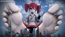 arcticchilifries bare_feet barefoot city feet foot_fetish foot_focus giantess giga_giantess kasane_teto kasane_teto_(sv) mega_giantess synthesizer_v toes utau vocaloid