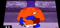 anal anal_sex animated anthro ass balls big_butt big_penis bob_(superiorfoxdafox) canid canine domestic_cat duo felid feline felis fox freckled_butt freckles fur genitals huge_cock hyper hyper_genitalia hyper_penis male male/male mammal orange_body penetration penis purple_body purple_fur short_playtime soups_(superiorfox) superiorfox