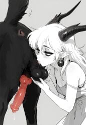 ai_generated canine canine_penis female monochrome penis petite_female sanyasralker zoophilia zoophilia