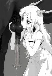 ai_generated balls female hanging_penis horse horse_balls horsecock kissing kissing_balls monochrome penis petite_female precum sanyasralker zoophilia