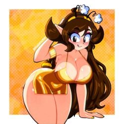 bee bee_girl big_breasts brown_hair dress susiehatter voluptuous_female wide_hips