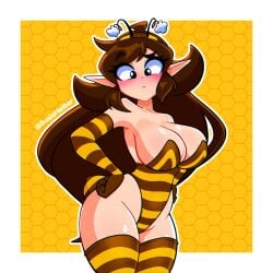 bee bee_girl big_breasts brown_hair hands_on_hips susiehatter voluptuous_female