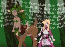 2futas centaur deer_taur dryad elf futa_on_futa futanari horsecock horsecock_futanari intersex monster_girl penis piekiller5 wood_elf