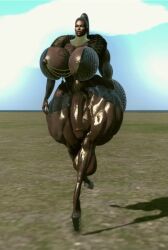 3d dark-skinned_futanari huge_ass huge_breasts long_penis muscular muscular_female muscular_futanari second_life tagme thick_thighs useless_clothing video walking