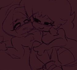breast_grab breast_squeeze breasts chubby friday_night_funkin girlfriend_(friday_night_funkin) grabbing_another's_breast grabbing_breasts hand_on_hip nene_(newgrounds) newgrounds red_dress saliva saliva_string saliva_trail sketch thick_thighs triaaa wide_hips yuri