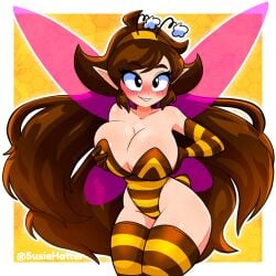 bee bee_girl big_breasts brown_hair offering_breasts susiehatter voluptuous_female