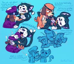 after_oral anal anal_sex anthro blowjob bodily_fluids brawl_stars canid canine clothed collar colonel_ruffs comic cum cum_in_mouth darkafsun dialogue feline feral gay genital_fluids genitals hi_res kit_(brawl_stars) leaking_precum male male/male male_only mammal naked non-human non-human_only oral oral_sex orgasm penetration precum supercell text