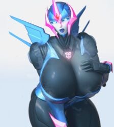 alien alien_girl alien_humanoid arcee arcee_(prime) big_breasts bigger_female breasts cybertronian female female_focus female_only large_boobs large_breasts larger_female robot robot_girl taller_female taller_girl taller_woman transformers transformers_prime trawert