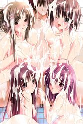 1boy 4girls akizuki_sara amemiya_amane bath breasts bukkake censored choco_chip cum cum_on_body cum_on_breasts cum_on_hair excessive_cum faceless faceless_male facial game_cg handjob harem hetero highres kateikyoushi_no_onee-san medium_breasts mixed_bathing mosaic_censoring multiple_girls nipples nude onodera_rio penis shiono_nagisa source_request