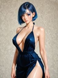 1girls ai_generated bare_arms bare_shoulders bare_thighs blue_hair brown_eyes cleavage cocktail_dress disney disney_channel erect_nipples_under_clothes eyebrows eyelashes eyeliner eyeshadow female hi_res kagami_tsurugi large_ass large_breasts looking_at_viewer miraculous:_tales_of_ladybug_and_cat_noir miraculous_ladybug shiny_skin short_hair solo solo_female solo_focus thick_thighs waifufamily