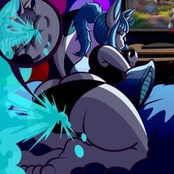 1boy 1girls 2022 2d 2d_(artwork) 2d_artwork anthro anus ass beautiful big_ass big_butt black_panties blue_eyes blue_hair brap butt_crack canid canine color curvaceous curvy eeveelution fart fart_cloud fart_fetish farting_in_face farting_on_another fat_ass female female_domination female_fox femdom fox furry furry_female game_freak gaming gassy generation_4_pokemon giant_female giantess glaceon inside_panties jalyn_(syncrovox) larger_female laying_on_bed macro male micro nintendo oc original_character panties pokemon pokemon_(species) ponytail salazzie size_difference smaller_male smile tail thicc thick_thighs thighs video_games vixen voluptuous vulpine wide_hips
