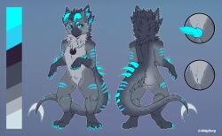 absurd_res aldyderg anthro blue_body blue_eyes blue_fur blue_penis dark_body dark_fur dragon forked_tail fur genitals grey_body grey_fur hi_res horn knot knotted_penis lunar_abyss male multi_ear multicolored_body multicolored_fur mythological_creature mythological_scalie mythology penis scalie size_difference smaller_male solo tail unusual_anatomy unusual_tail