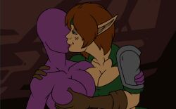 animated big_breasts breasts clothing duo female female/female hair human humanoid interspecies leopold_visette mammal nude short_playtime simple_background