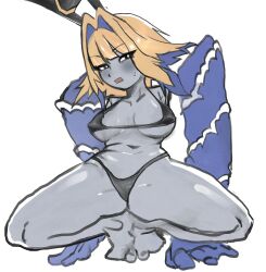 1girls alice_alliance artist_request bikini black_bikini breasts bunny_ears female grey_skin micro_bikini roblox roblox_game source_request spread_legs spreading squatting stands_online tagme thighs