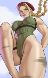 1girls athletic athletic_female big_breasts breasts cammy_white capcom curvaceous curvy curvy_female female female_only fit fit_female gud0c hi_res highres light-skinned_female light_skin long_hair looking_at_viewer slim_waist solo_female solo_focus street_fighter thick_thighs thighs toned toned_female wide_hips