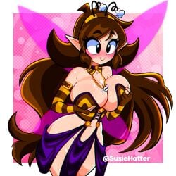bee bee_girl big_breasts brown_hair fondling fondling_self grabbing_own_breast playing_with_breasts susiehatter voluptuous_female