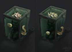 absurd_res anthro asphyxiation bondage bound clothing corpse domestic_cat drowning felid feline felis gore hi_res latex latex_clothing latex_skinsuit lil_beetle male mammal rubber_gear skinsuit snuff solo solo_focus tight_clothing under underwater water water_tank