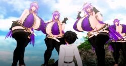 1boy 2024 4girls after_transformation bare_shoulders bb_(fate) bb_(swimsuit_mooncancer) bb_(swimsuit_mooncancer)_(fate) belt bikini bikini_top black_fingerless_gloves black_gloves black_hair black_pants black_short_shorts black_shorts blush brown_belt center_opening cleavage clothed clothed_female clothed_male clothing double_peace_sign fate/grand_order fate_(series) female fingerless_gloves fujimaru_ritsuka_(male) gloves headband headwear huge_breasts jacket jeanne_d'arc_(fate) light-skinned_female light-skinned_male light_skin light_skinned_female light_skinned_male lipstick long_hair male mash_kyrielight midriff mordred_(fate) nail_polish navel next_yucoru_s pants personality_change post_transformation pubic_hair pubic_hair_peek purple_bikini purple_bikini_top purple_eyes purple_hair purple_lips purple_lipstick purple_nail_polish purple_nails purple_pubic_hair purple_toenail_polish purple_toenails short_hair short_shorts shorts sideboob thick_thighs toenail_polish transformation white_belt white_jacket wide_hips