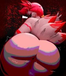 2025 3d_(artwork) anaroth anthro asian_mythology ass bedroom_eyes big_butt blender_(artwork) canid canine digital_media_(artwork) east_asian_mythology epic_games female fortnite fox fox_spirit fur hair half-closed_eyes hi_res huge_butt huge_thighs kimiko_five-tails looking_at_viewer looking_back mammal multi_tail mythology narrowed_eyes nude overweight overweight_anthro overweight_female pink_hair presenting presenting_hindquarters rear_view seductive shaded shaking_butt simple_background solo tail text thick_thighs white_body white_fur wide_hips