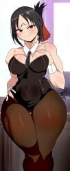 1girls alternate_version_available big_breasts black_hair breasts bunny_girl bunnysuit clothing curvaceous curvy curvy_figure female female_only fully_clothed hand_on_hip huge_breasts kaguya-sama_wa_kokurasetai_~tensai-tachi_no_renai_zunousen~ looking_at_viewer pussy_outline red_eyes rogerart123 shinomiya_kaguya solo solo_female thick_thighs voluptuous voluptuous_female wide_hips