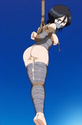 ai_generated bleach bondage cum_in_pussy female femsub gagged kuchiki_rukia mummification nipple_clamps nude suspension tape_bondage tape_gag taped_mouth tied_up