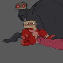 blush dandy's_world dinosaur dinosaur_girl futa_monster futa_on_female futanari lesbian_sex monster monster_cock monster_girl selfcest shelly_(dandy's_world) size_difference sweat twisted_shelly_(dandy's_world) vaginal_penetration wet_pussy yuri yuri
