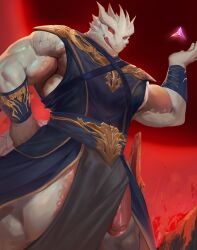 absurd_res anthro baldur's_gate baldur's_gate_3 big_muscles big_pecs big_penis clothed clothed_male clothing dragonborn_(dnd) dungeons_and_dragons flaccid front_view genitals hasbro hi_res huge_cock humanoid_genitalia humanoid_penis kult2k larian_studios licking licking_lips looking_at_viewer looking_down looking_down_at_viewer low-angle_view male muscular muscular_anthro muscular_male pecs penis red_eyes red_sky robe scalie sky solo tail the_dark_urge_(baldur's_gate) thick_penis tongue tongue_out wizards_of_the_coast