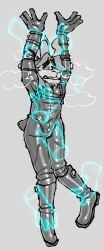 a_guy_somewhere anthro bodysuit boots clothing cuff_(restraint) disembodied_hand footwear glistening glistening_body grey_background grope groping_chest groping_crotch hand_on_cheek hi_res latex latex_bodysuit latex_boots latex_clothing latex_footwear latex_skinsuit male monochrome pinned restraints shoes simple_background skinsuit solo tight_clothing