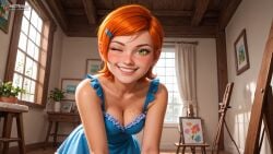 ai ai_generated ben_10 createdwithai digital_2d fan_art female girl green_eyes gwen_tennyson nostra666 orange_hair patreon stable_diffusion