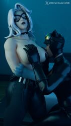 3d batman_(series) black_cat_(fortnite) black_cat_(marvel) breast_sucking catwoman catwoman_(fortnite) dc dc_comics elverdulero98 felicia_hardy female fit_female fortnite fortnite:_battle_royale marvel marvel_comics selina_kyle spider-man_(series) yuri