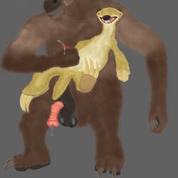 20th_century_fox 20th_century_studios anthro blue_sky_studios chalicothere chalicotherium claws ejaculation feet feral green_eyes ground_sloth handjob hi_res hindpaw humanoid ice_age_(series) ice_age_the_meltdown male male/male mammal masturbation megalonyx orgasm orgasm_face paws penile pilosan prehistoric_species sex short_legs sid_(ice_age) size_difference sloth xenarthran