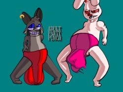 adultpartypunch air_humping bulge cotton_candy_(smolbunnyxoxo) degeneracy humiliation hyper hyper_balls hyper_penis loser pelvic_thrust penis rocky_rakoon satin satin_panties thrusting thrusting_into_air