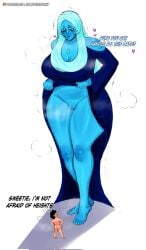 big_breasts blue_body blue_diamond_(steven_universe) blue_eyes blue_hair blue_skin blush fat_butt fat_thighs gigantic_breasts gigantic_butt gigantic_thighs hips milileonaorochi plump puffy_lips pussy pussy_juice smaller_male steven_quartz_universe steven_universe sweat taller_girl thick thick_ass thighhighs