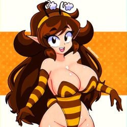 bee bee_girl big_breasts brown_hair smile susiehatter voluptuous_female