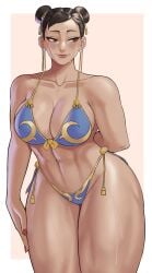 1girls athletic athletic_female big_breasts bikini breasts chun-li curvaceous curvy curvy_female female female_focus female_only fit fit_female gud0c hi_res highres light-skinned_female light_skin nude slim_waist smile smiling solo solo_female solo_focus street_fighter toned toned_female wide_hips