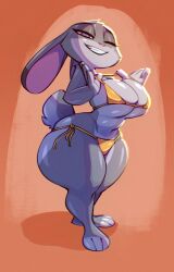 1girls bare_arms bare_legs bare_shoulders bare_thighs big_breasts bigdad bikini bikini_bottom bikini_top bunny_ears bunny_girl bunny_tail clothed clothing color disney female female_focus female_only gold_bikini hi_res judy_hopps large_breasts looking_at_viewer purple_eyes solo solo_female tagme thick_thighs zootopia zootropolis