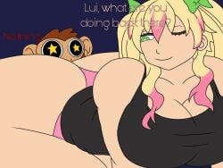 1boy 1boy1girl 1girls alternate_version_available artist_request ass_in_face ass_on_face banana_bus_squad big_ass big_breasts big_butt bigger_female blonde_hair breasts clothed_facesitting clothed_female dialogue english_dialogue english_text facesitting female green_eyes head_in_ass head_on_ass indie_virtual_youtuber indie_vtuber lui_calibre male monkey_boy pastaroniravioli pink_hair smaller_male stars_in_eyes tagme text thick_ass thick_thighs thigh_highs thighhighs thighs two_tone_hair vanoss_crew virtual_youtuber vtuber youtube youtuber youtubers