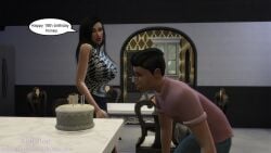 18th_birthday 3d bella_jameson(sim_doe) big_breasts birthday black_hair breasts caption comic comic_page english english_text male marvin_jameson(sim_doe) milf mother_and_son original_characters sim_doe sims sims4 sims_4 speech_bubble speech_bubbles step-incest step_family stepcest stepmother stepmother_and_stepson the_sims the_sims_4