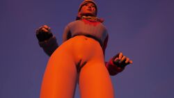 aura_(fortnite) bottomless dancing exposed_pussy fortnite mod pantsless party_hips red_hair screenshot shaved_pussy sweater tagme