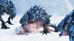 3d ambiguous_penetration cd_projekt_red ciri completely_nude doggy_style female freckles green_eyes light-skinned_female mascara monster nude outdoors penetration scar sex snow the_witcher_(series) the_witcher_3:_wild_hunt white_hair witcherres